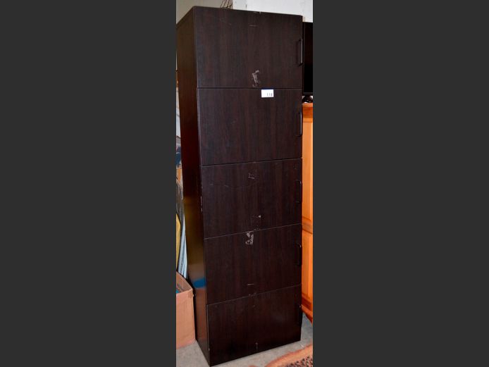 DARK MELAMINE 5-DOOR CABINET, 60 x 41 x 194cm [Scuffed]