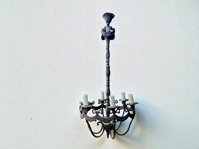 Neoclassical French-Style Cast Metal Bow & Swag 5-Light Chandelier
