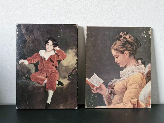 Soho Block Mount Prints Pair: The Red Boy & Reading Girl