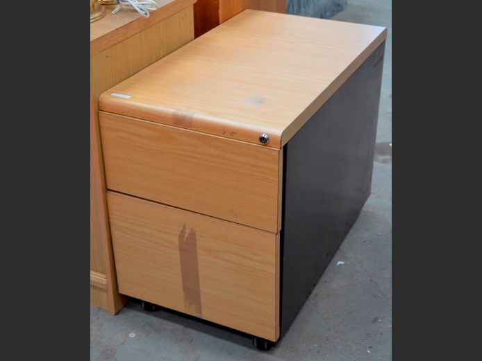 OAK FOIL 2-DRAWER FILING PEDESTAL, 77 x 43 x 61cm