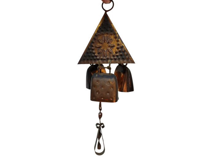 Vintage Repoussé Brass & Copper Wind Bell Chime