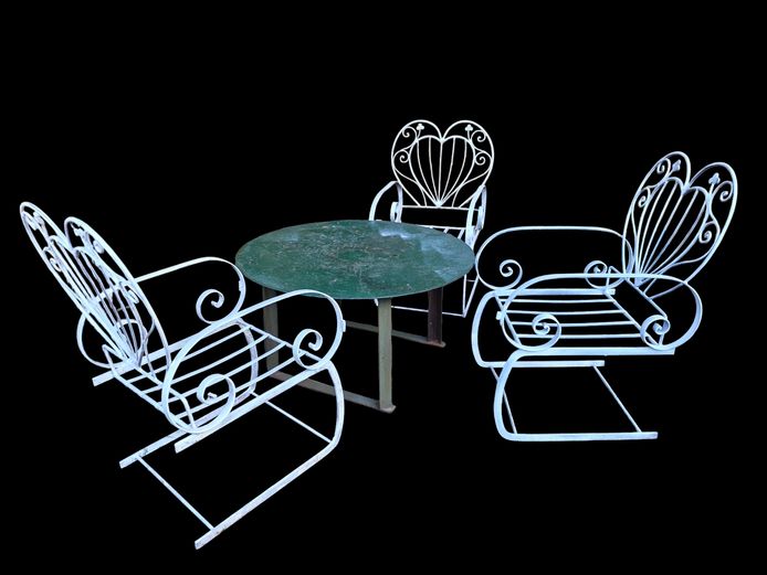 Vintage Steel Metal Garden Table & Chairs