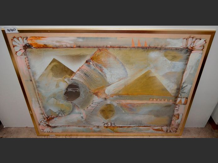 FRAMED MIXED MEDIA EGYPTIAN ARTWORK BY JOHAN TALJAARD, 120 x 95cm [Including frame]