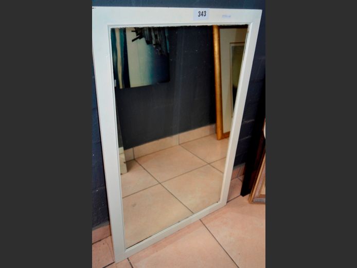 WHITE FRAMED MIRROR, 108 x 70cm