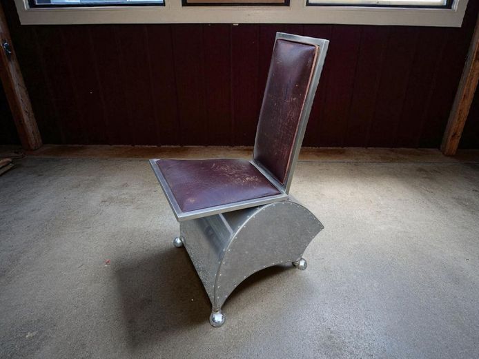 Mid-Century Leather & Stainless Steel Designer Chair