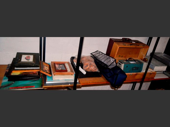 FRAMED PRINTS, BOOKS, GALVANISED TRAY, BRIEFCASE, etc