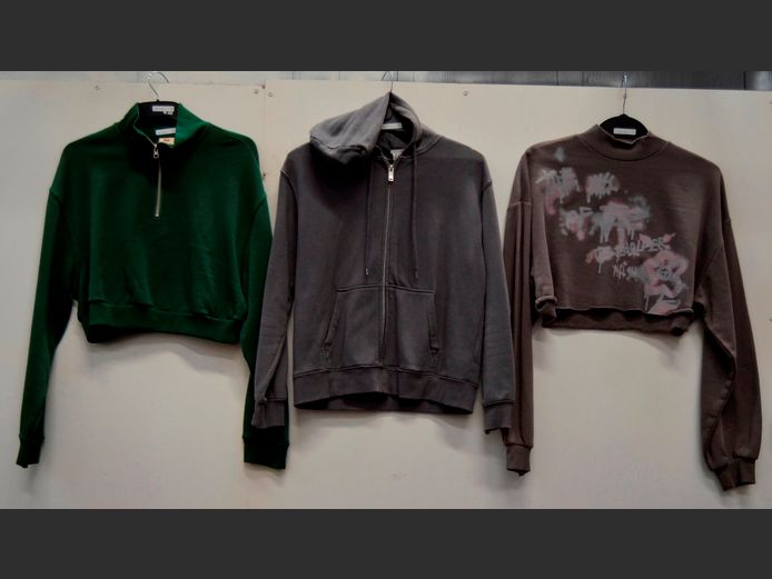 LOT OF 3 LADIES MIDRIFF SWEATERS: LEVIS & H & M [Sizes S & XS]