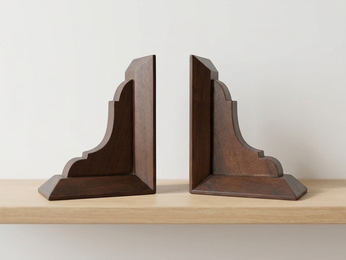Pair of Vintage Art Deco Carved Hardwood Bookends