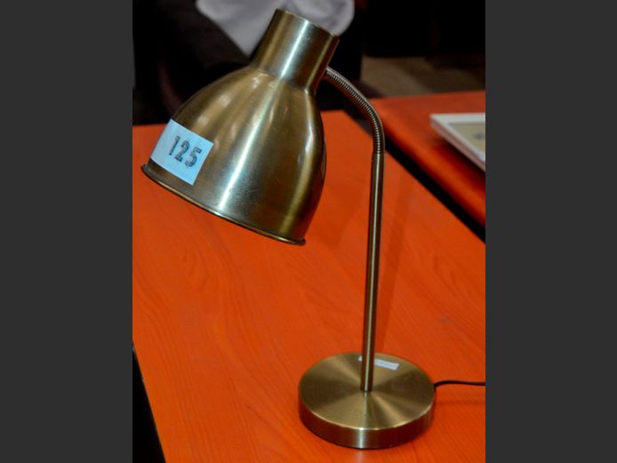 BRUSHED ALUMINIUM ADJUSTABLE DESK LAMP, 56cm High