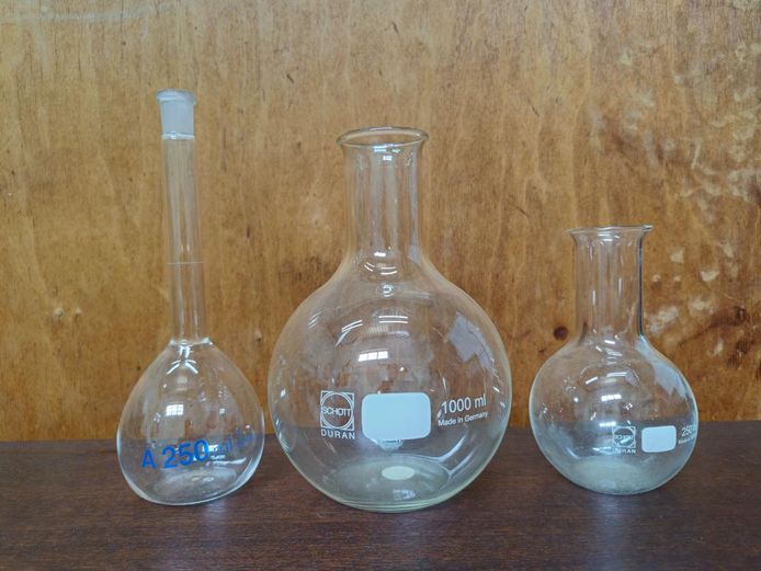 Lot of 3 Schott Duran Laboratory Glass Flasks