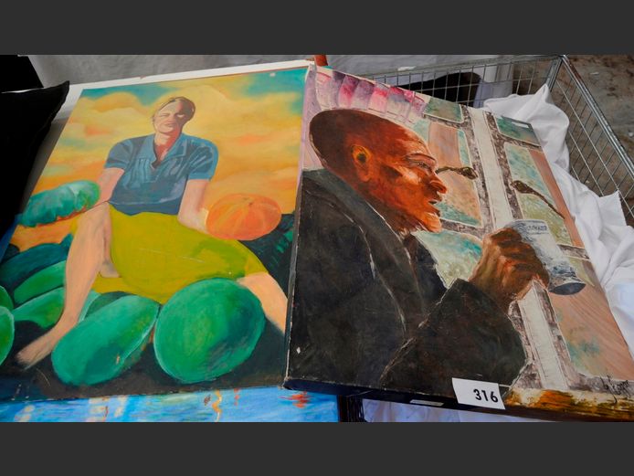 UNFRAMED OIL ON CANVAS "TEA TIME", UNFRAMED OIL ON BOARD, etc