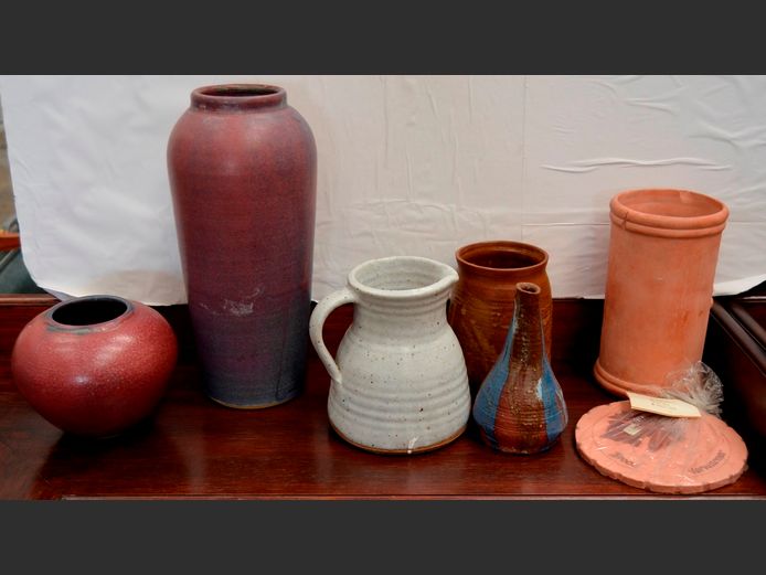 POTTERY VASES, JUG, TERRACOTTA WINE COOLER, etc