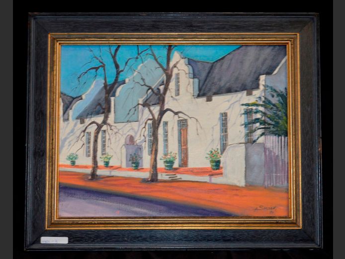 FRAMED OIL ON BOARD "STELLENBOSCH COTTAGE" SIGNED A. SMOOK 1994, 39 x 30cm