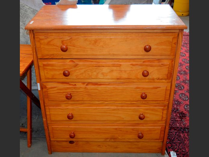 PINE 5-DRAWER CHEST OF DRAWERS, 80 x 42 x 90cm [Scuffed]