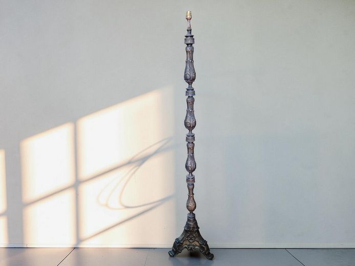 Vintage Rococo Style Cast Brass Floor Lamp Base