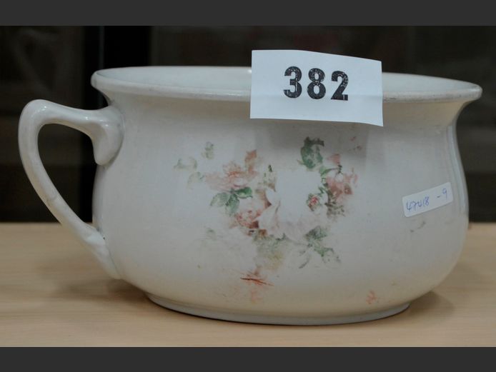 CERAMIC CHAMBER POT, 22cm Diameter x 13cm High