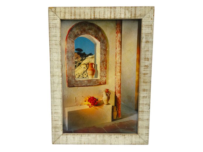 Framed Mediterranean Still Life Print in Rustic Wooden Frame