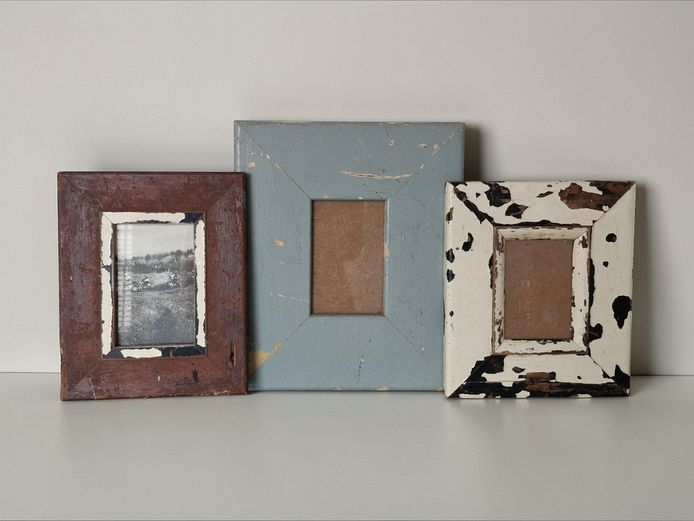 Vintage Enamelled Oregon Wood Photo Frames