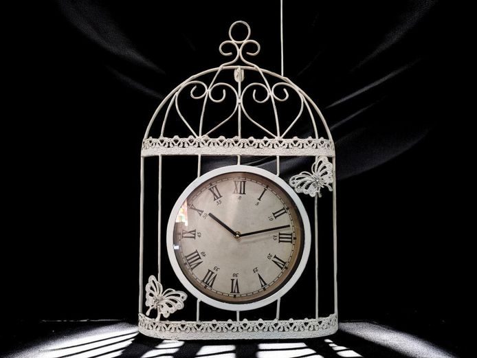 Wall Hanging Birdcage Clock with Roman Numerals