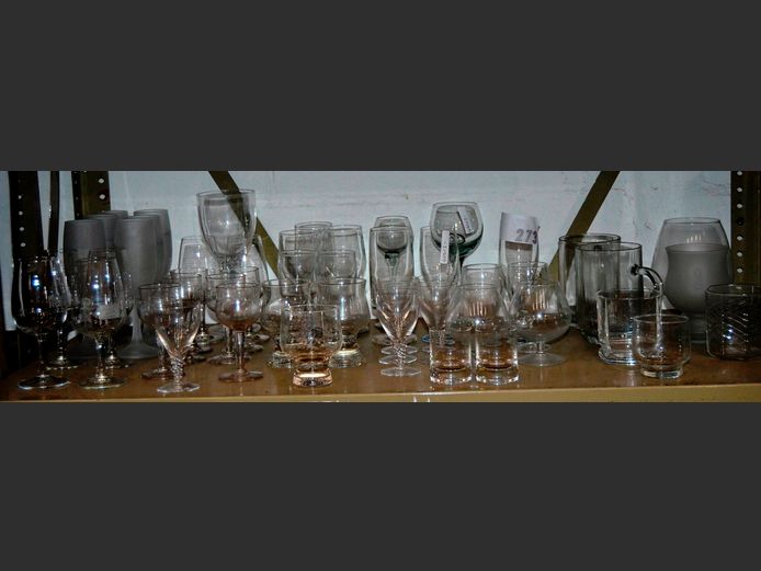 ASSORTED DRINKING GLASSES: WINE, SHERRY, CHAMPAGNE, etc