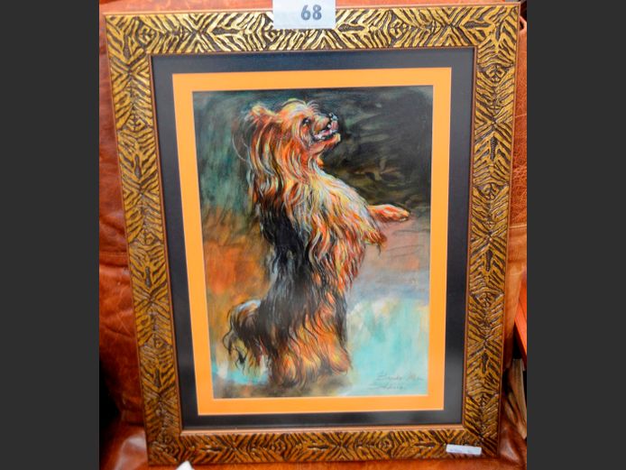 FRAMED OIL "YORKSHIRE TERRIER", 41 x 28cm