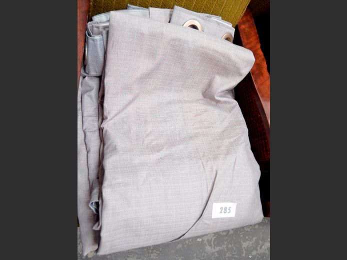 PAIR GREY EYELET CURTAINS