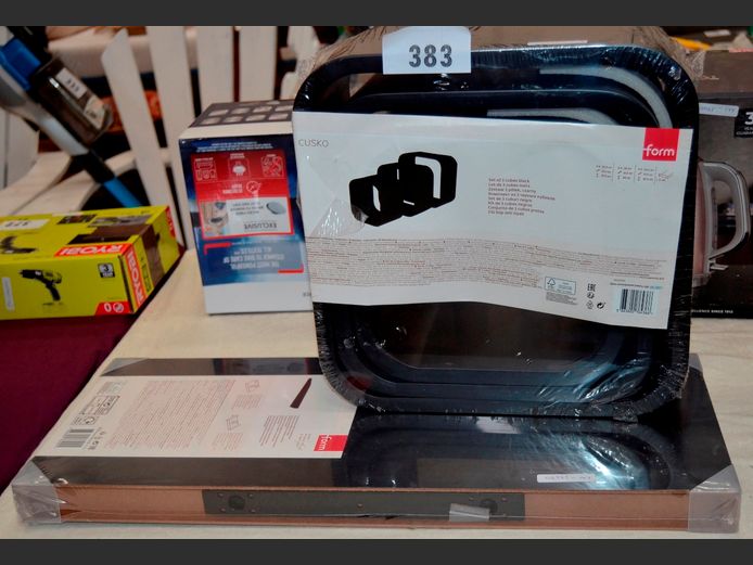 FORM 3-PIECE WALL MOUNT CUBE SHELVES & FLOATING SHELF, 60 x 23.5cm & 32.5 x 32.5cm