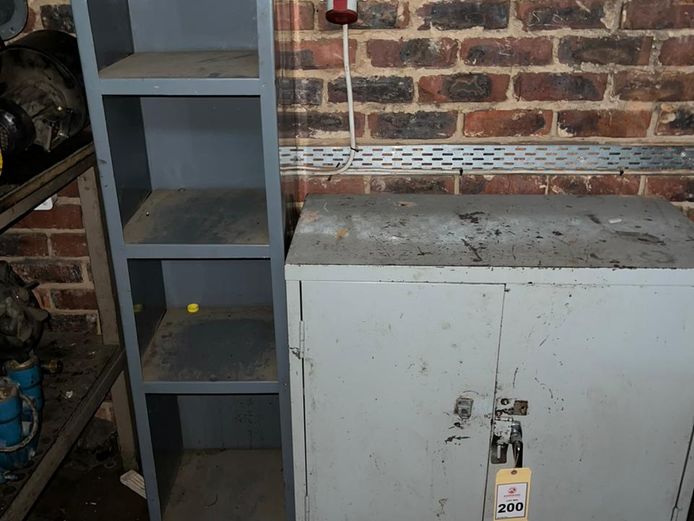 Steel cabinet and shelf