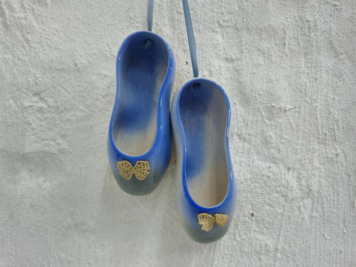 Pair of Blue and White Porcelain Hanging Clogs