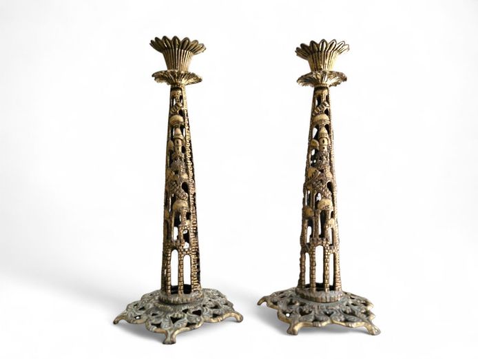 Vintage Brass Tamar Candlesticks from Israel