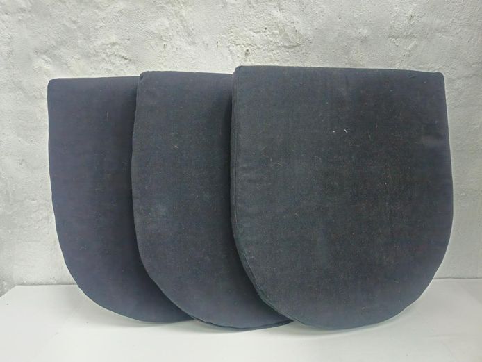 Set of 3 Black Fabric Upholstered Chair Seat Cushions