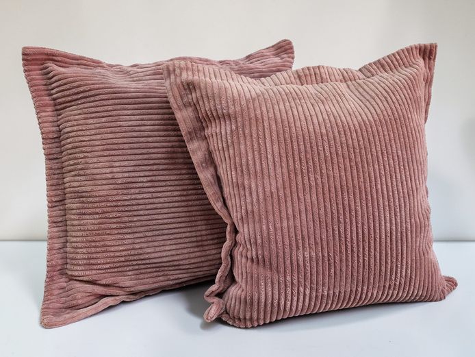 Pair of Rose Pink Jumbo Cord Scatter Cushions