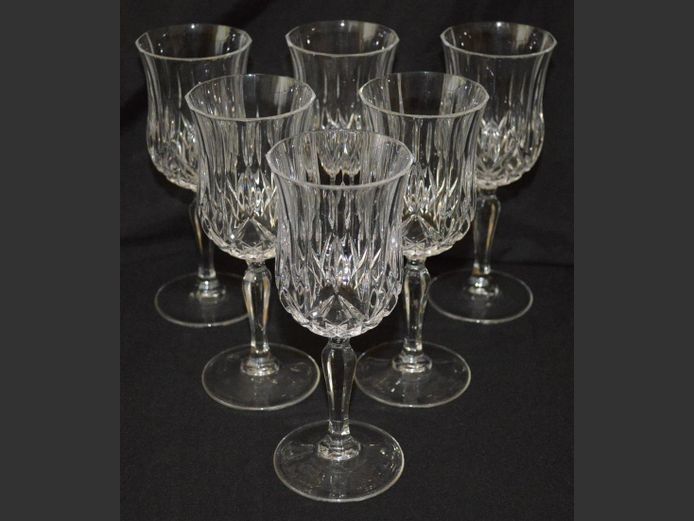 SET OF 6 CRYSTAL RED WINE GLASSES