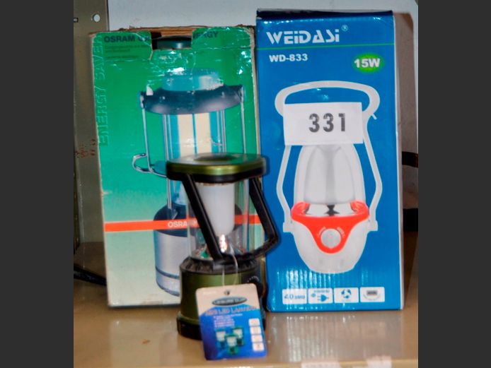 OSRAM RECHARGEABLE LANTERN, WEIDASI CAMPING LAMP, etc [Untested]