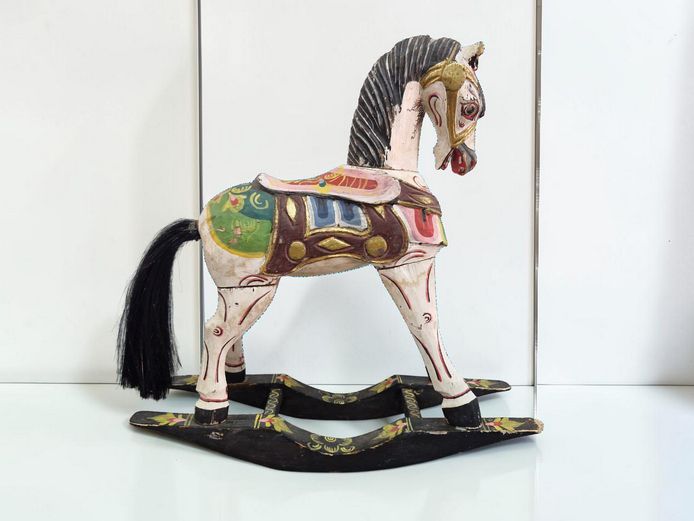 Vintage Hand-Painted Wooden Rocking Horse