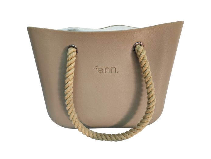 Contemporary "fenn." Modular Taupe Tote Bag with Nautical Rope Handles