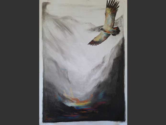 Return of the Vulture.      Art piece is 75cm by 100cm unframed | Adèle Fouché