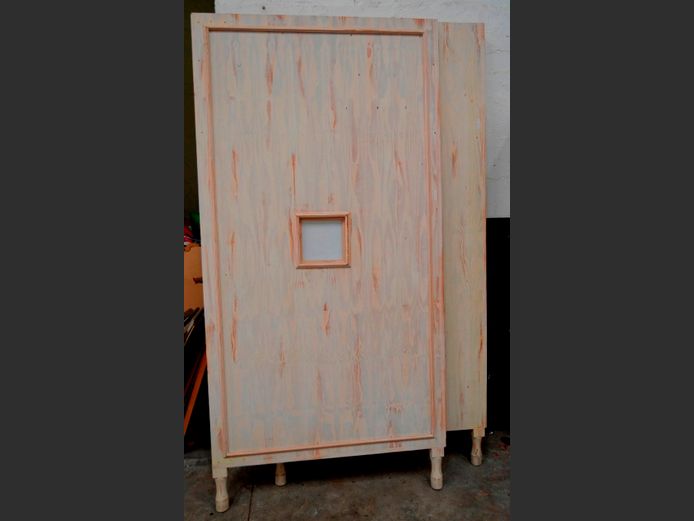 PAIR PAINT TECHNIQUE ROOM DIVIDERS, 213 x 105cm