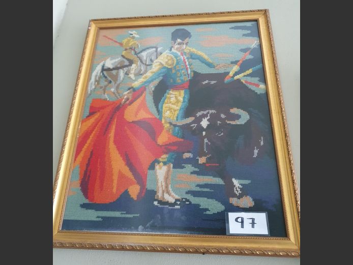Gilt Framed Needlepoint "Matador"