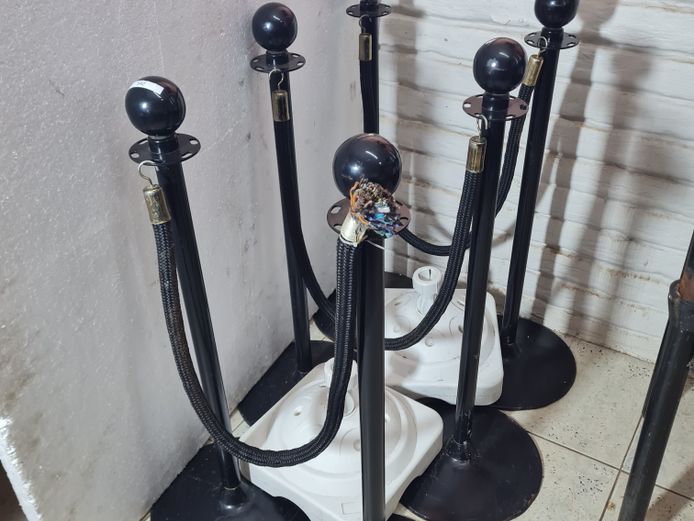 QUEUE BARRIERS AND UMBRELLA STAND