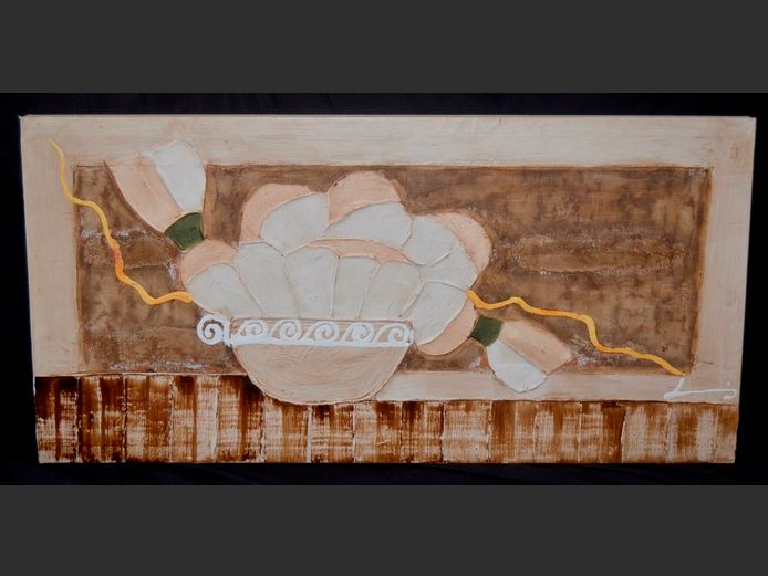 UNFRAMED ABSTRACT OIL ON BOARD, 150 x 75cm