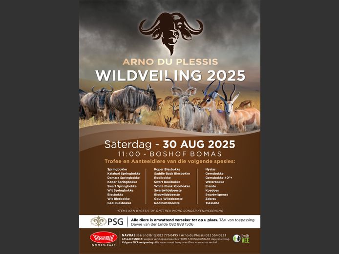 ARNO DU PLESSIS 4DE WILDVEILING 