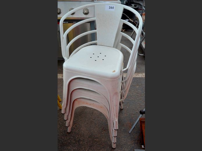 SET OF 4 GREY METAL ARMCHAIRS