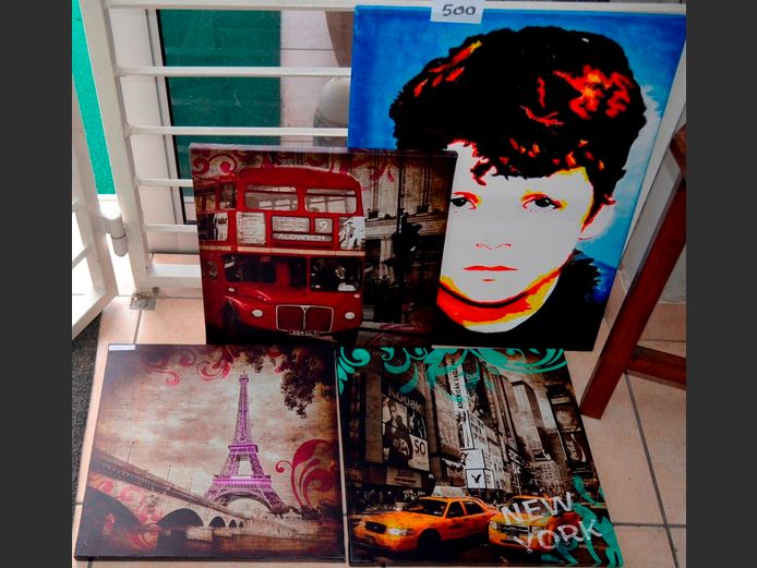 UNFRAMED PRINTS ON CANVAS: NEW YORK, EIFFEL TOWER & OTHERS