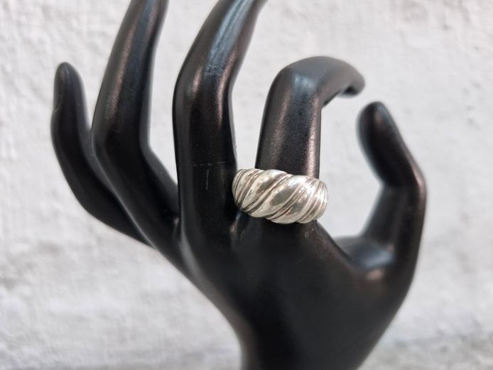 Sterling Silver Twisted Motif Dome Ring