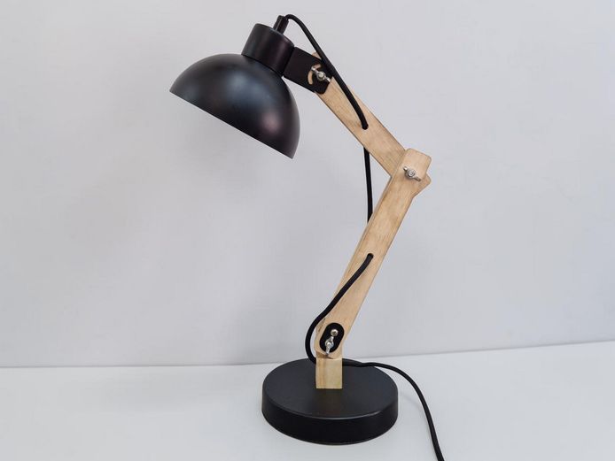 Modern Industrial Wood & Metal Articulated Desk Lamp