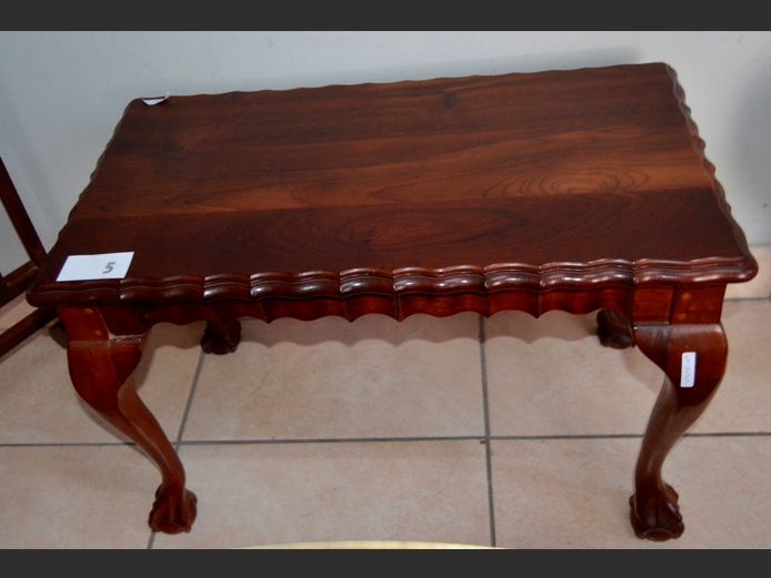 IMBUIA BALL & CLAW COFFEE TABLE, 68 x 38 x 44cm