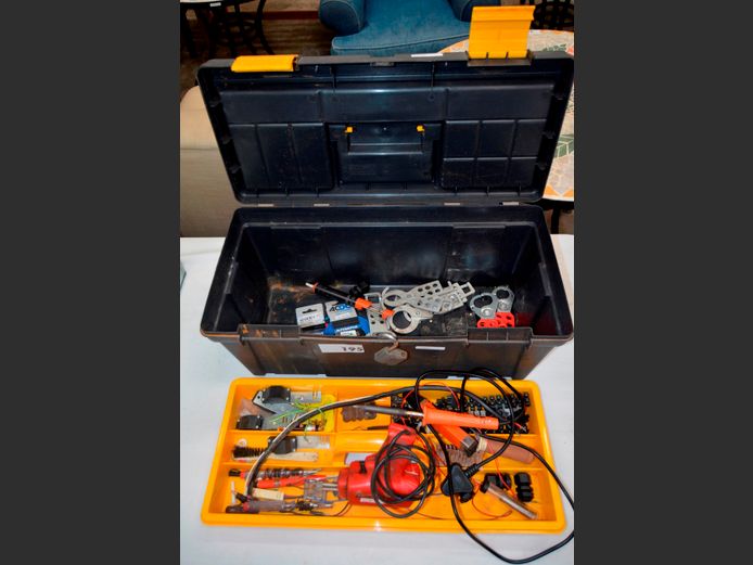 BIG JIM TOOLBOX WITH CONTENTS, 56 x 26 x 27cm