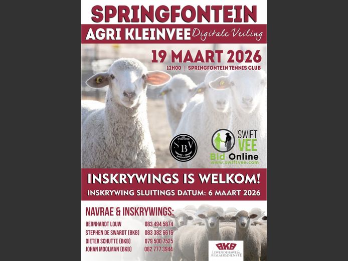 SPRINGFONTEIN AGRI KLEINVEE VEILING