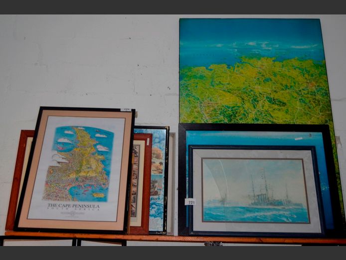 ABSTRACTS ON BOARD, UNFRAMED PRINT ON CANVAS "FLOWERS", MAPS, etc